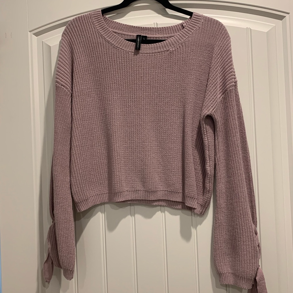 Moon & Madison Mauve Short Sweater with Arm Ties